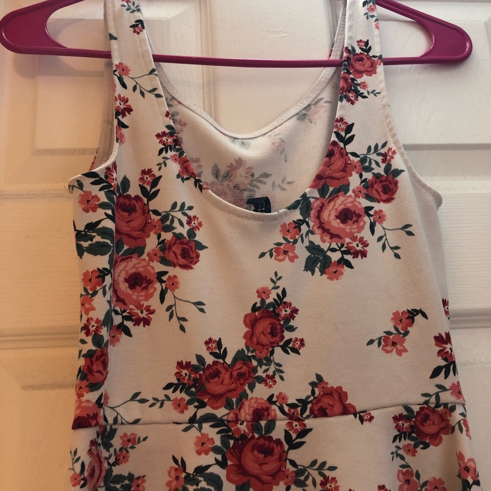 Red pink & white floral dress H&M size 4 - Picture 7 of 9